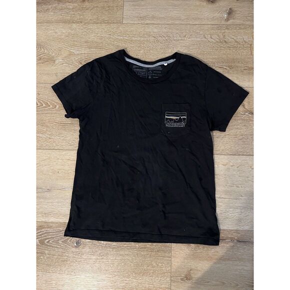 Patagonia Womens Black Short Sleeve Pocket T-shirt Size Small Organic Cotton - Picture 1 of 3